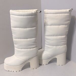 Jeffrey Campbell White Snow Puffer Platform Boots